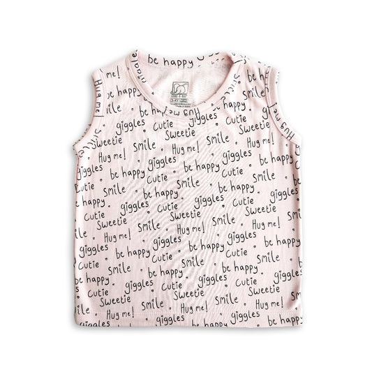 Kids Pink Smile Printed Lounge Wear