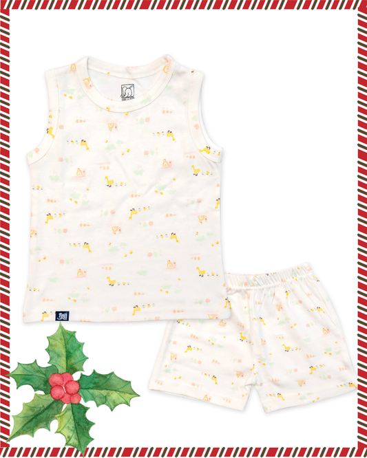 Kids White Duck Printed Lounge Wear