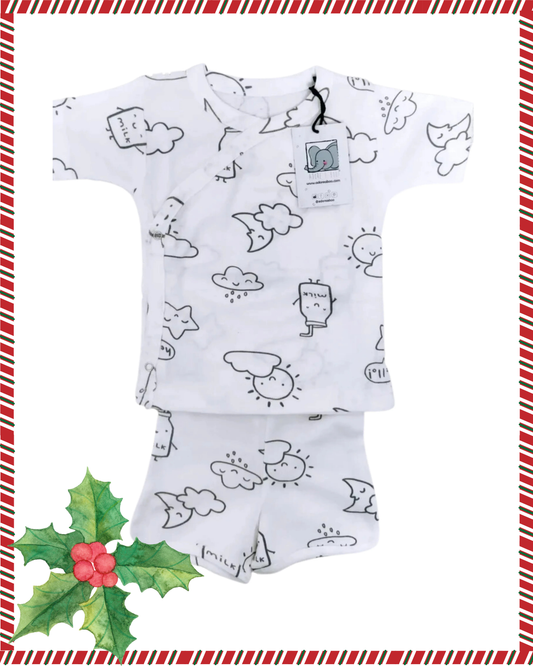 Kids White Milk Baby Printed Irish Loungewear Set