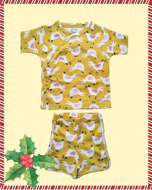 Kids Yellow Koo Koo Printed Irish Loungewear Set