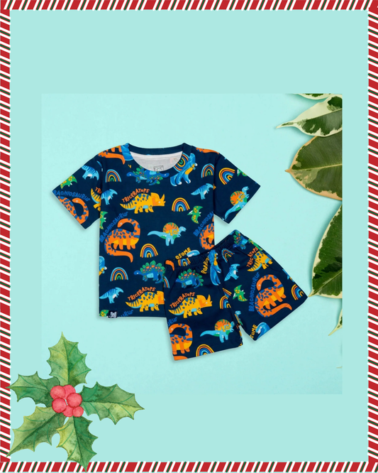 Kids Blue Dinosaur Printed Co-Ord Set