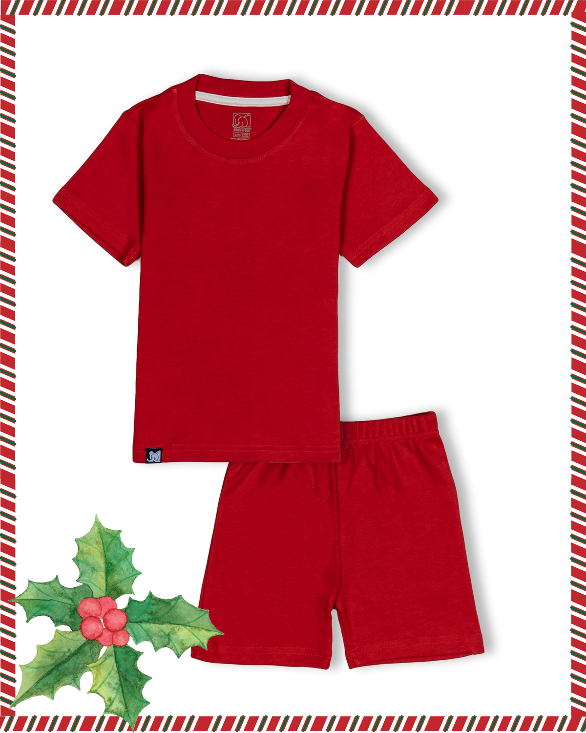 Kids Plain Red Printed Organic Co-ord Set