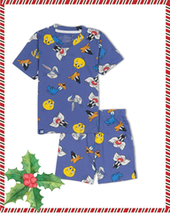 Kids Blue Looney Toons Printed Organic Co-ord Set