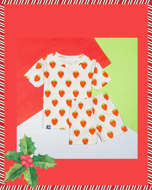 Kids Red Strawberry Printed Co-Ord Set