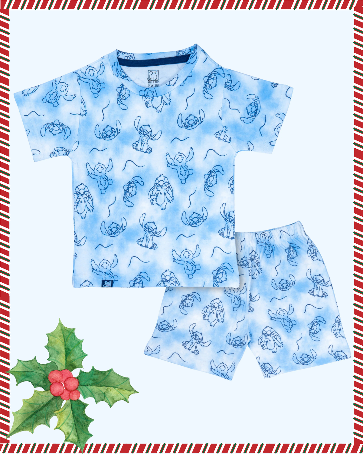 Kids Blue Tiendye Rabbit Printed Organic Co-ord Set