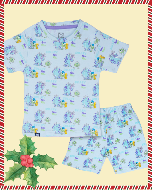 Kids Blue Dino Cloud Printed Organic Co-ord Set