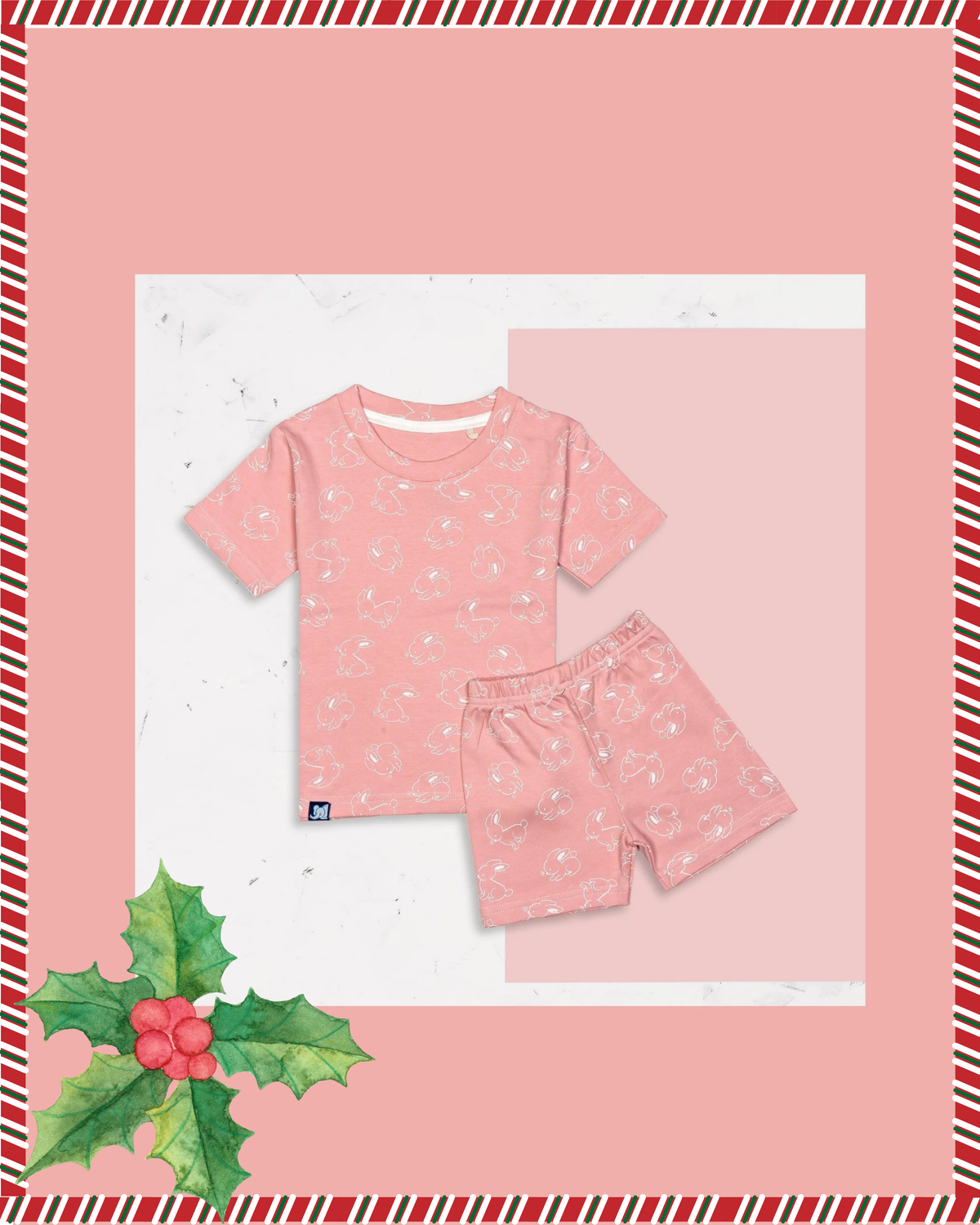 Kids Pink Rabbit Printed Co-Ord Set