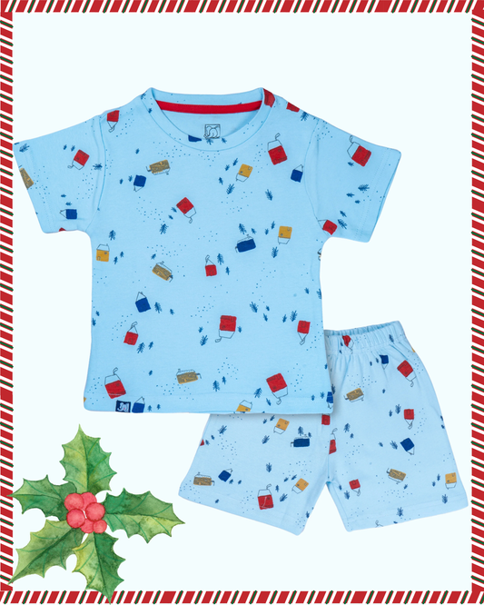 Kids Blue Kite Blue Printed Organic Co-ord Set