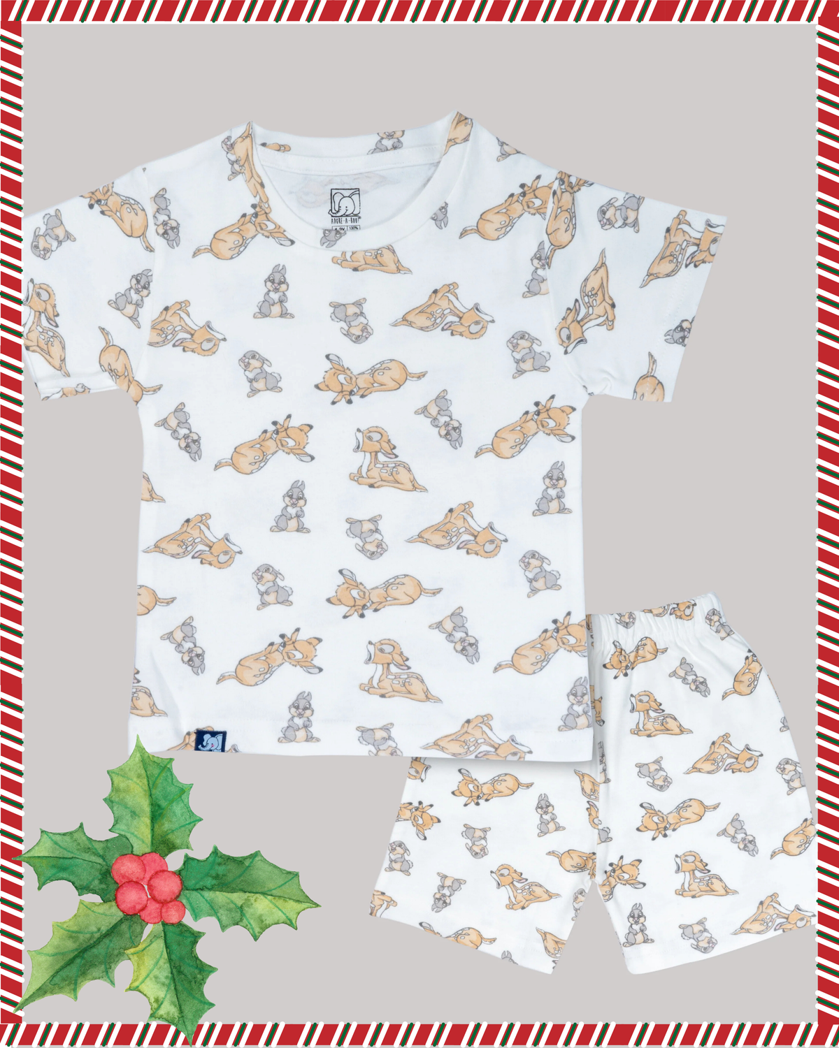 Kids White Smile Bambi Printed Organic Co-ord Set