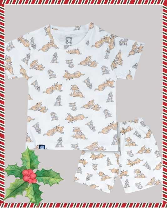 Kids White Smile Bambi Printed Organic Co-ord Set