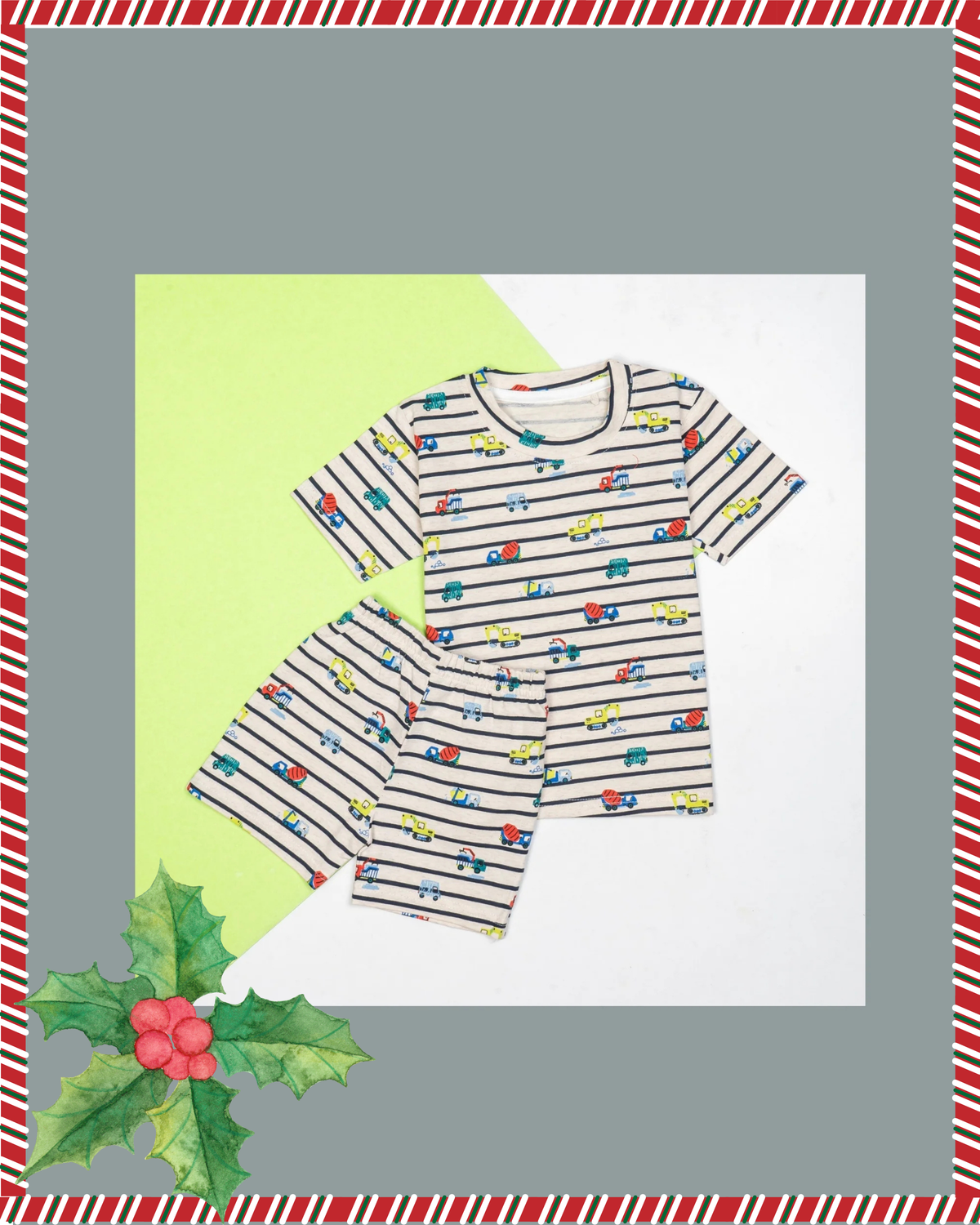 Kids Black Stripe Truck Co-ord Set