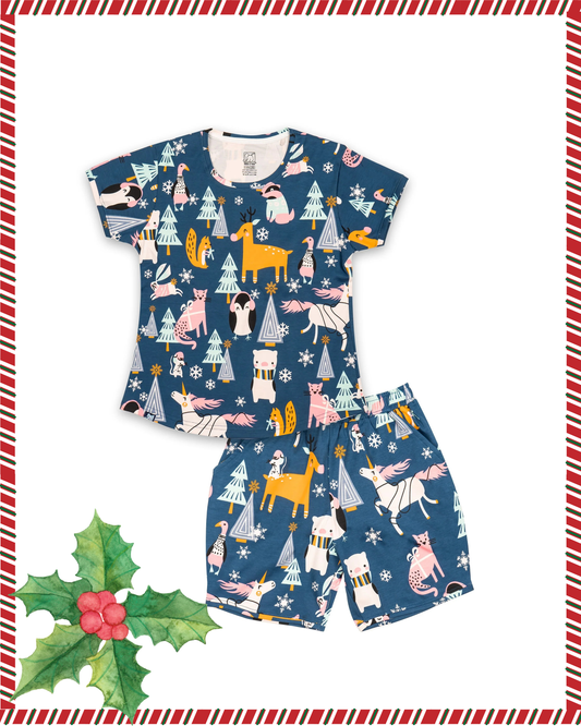 Seniors Girls Blue Arctic Flora & Fauna Co-ord Set