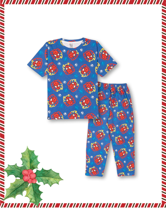 Seniors Boys Blue Spiderman PJ Set