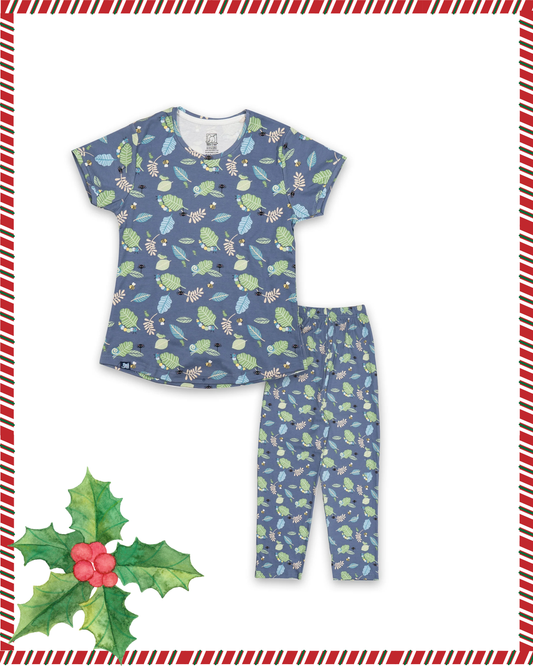 Seniors Girls Blue Floral PJ set