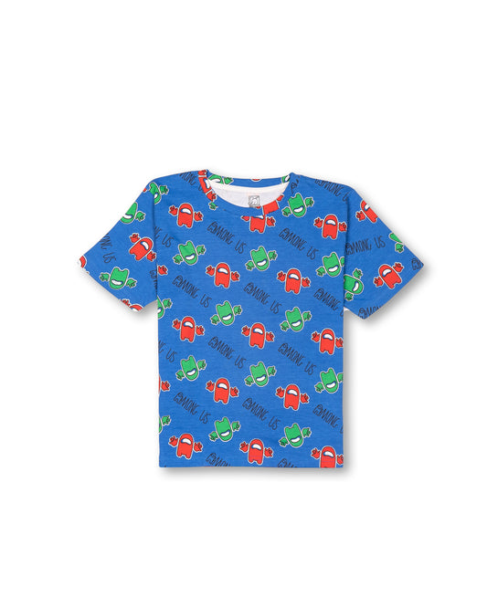 Seniors Boys Blue Playful Aliens Co-ord Set