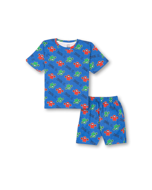 Seniors Boys Blue Playful Aliens Co-ord Set