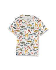 Kids White Cute Wild Animals Printed Organic Co-ord Set