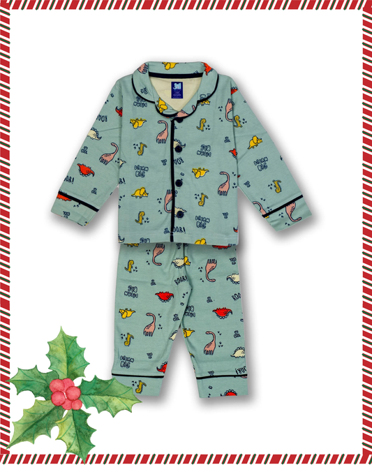 Kids Light Blue Dino Printed Sleepbud Set