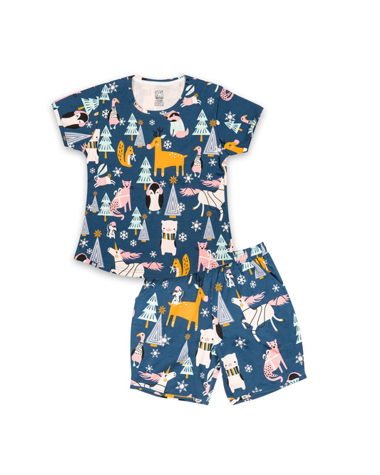 Seniors Girls Blue Arctic Flora & Fauna Co-ord Set