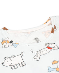 Seniors Girls Gray Playful Dogs PJ set