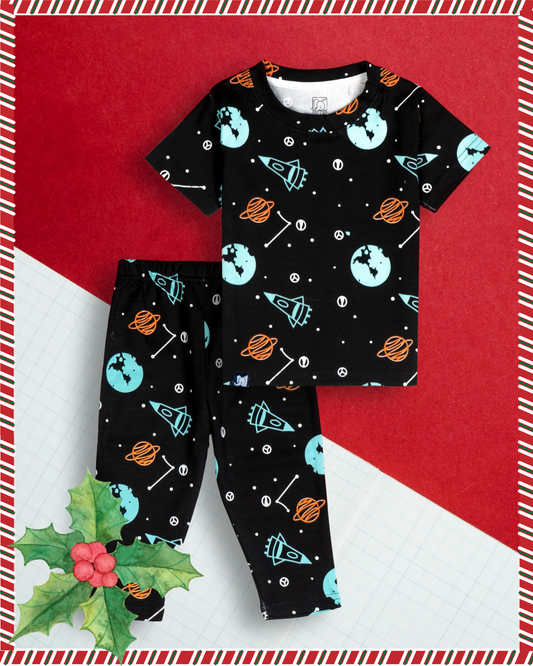 Kids Dark Night Printed PJ Organic Set