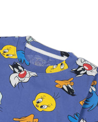 Kids Blue Looney Toons Printed Organic Co-ord Set