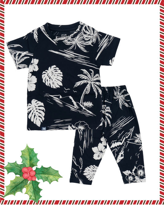 Kids Blue beach Printed PJ Organic Set