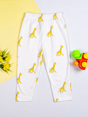 Kids Yellow Giraffe Printed PJ Organic Set