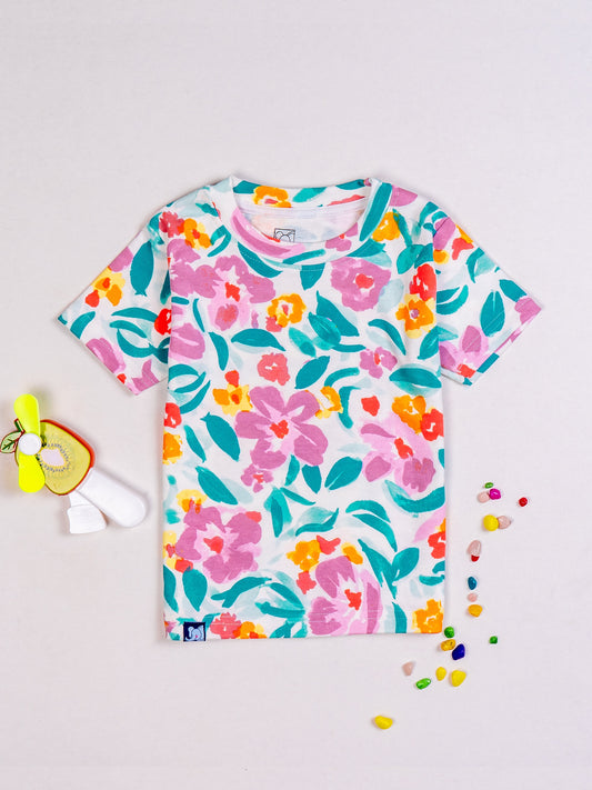 Kids Colorful Floral Printed PJ Organic Set