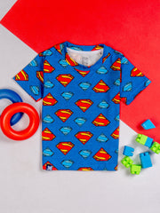 Kids Blue Superman Printed PJ Organic Set