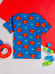 Kids Blue Superman Printed PJ Organic Set