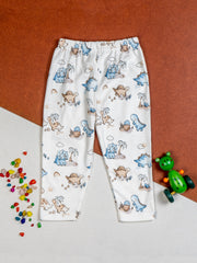 Kids Cloud Blue Dino Printed PJ Organic Set