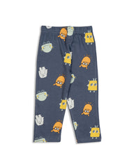 Kids Blue Fun Animals Printed Full Sleeve PJ Organic Set