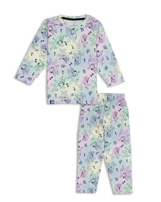 Kids White Musical Dog Printed Full Sleeve PJ Organic Set