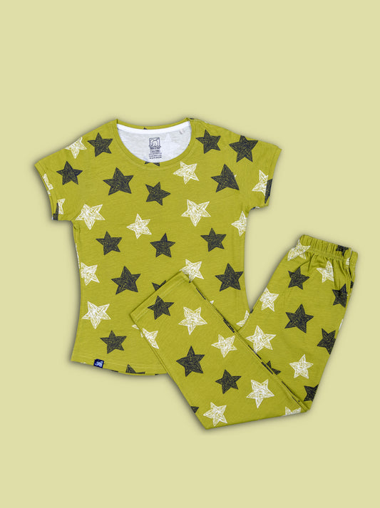 Seniors Girls Green Star PJ set