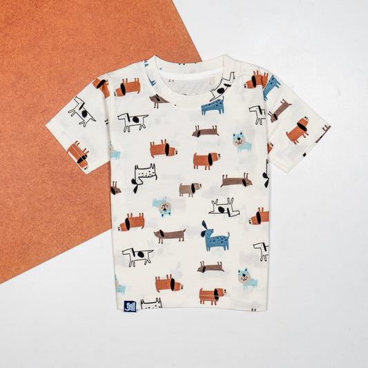 Kids Brown Dog Printed Co-Ord Set