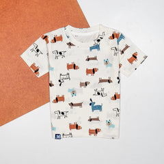 Kids Brown Dog Printed Co-Ord Set