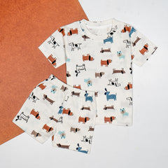 Kids Brown Dog Printed Co-Ord Set