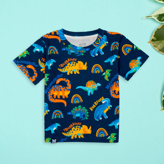 Kids Blue Dinosaur Printed Co-Ord Set