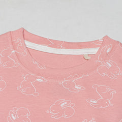 Kids Pink Rabbit Printed Co-Ord Set