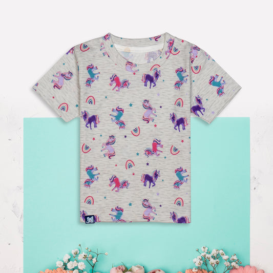 Kids Grey Unicorn Printed Co-Ord Set